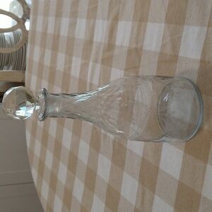 Vintage glass etched wine / liquor decanter 11" tall Grand Millennial barware